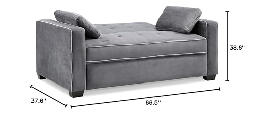 Serta Ainsley 72.6" Convertible Sleeper Sofa, Queen Size, Dreamcoil Comfort, Soft Velvet Fabric, Navy