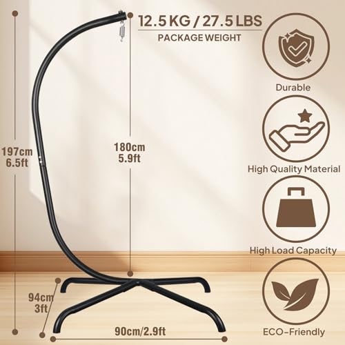 Chihee Egg Chair Foldable Wicker Rattan Hanging Chair Swing Chair Indoor Outdoor Patio Wicker Chair Hammock Chair with Stainless Steel Hanging Kit