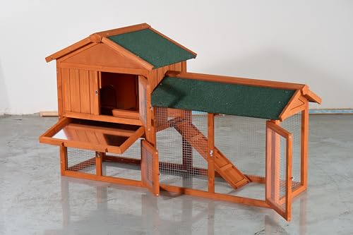 122" Large Chicken Coop with Run,Outdoor Chicken Run W/Nesting Box & Perch,Wooden Hen House W/Ramp & Sliding Trays