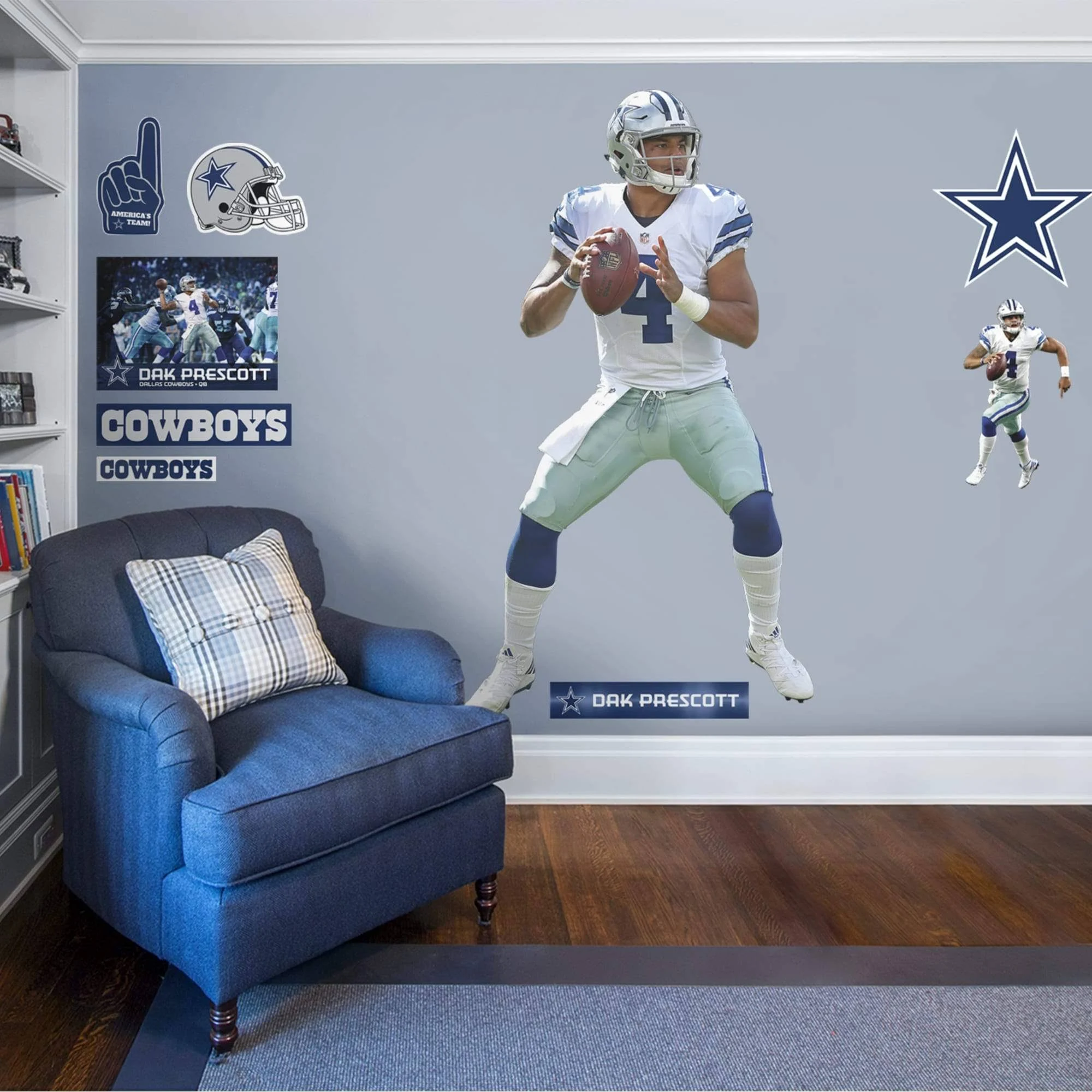 Fathead Dak Prescott Dallas Cowboys 3-Pack Life-Size Removable Wall Decal