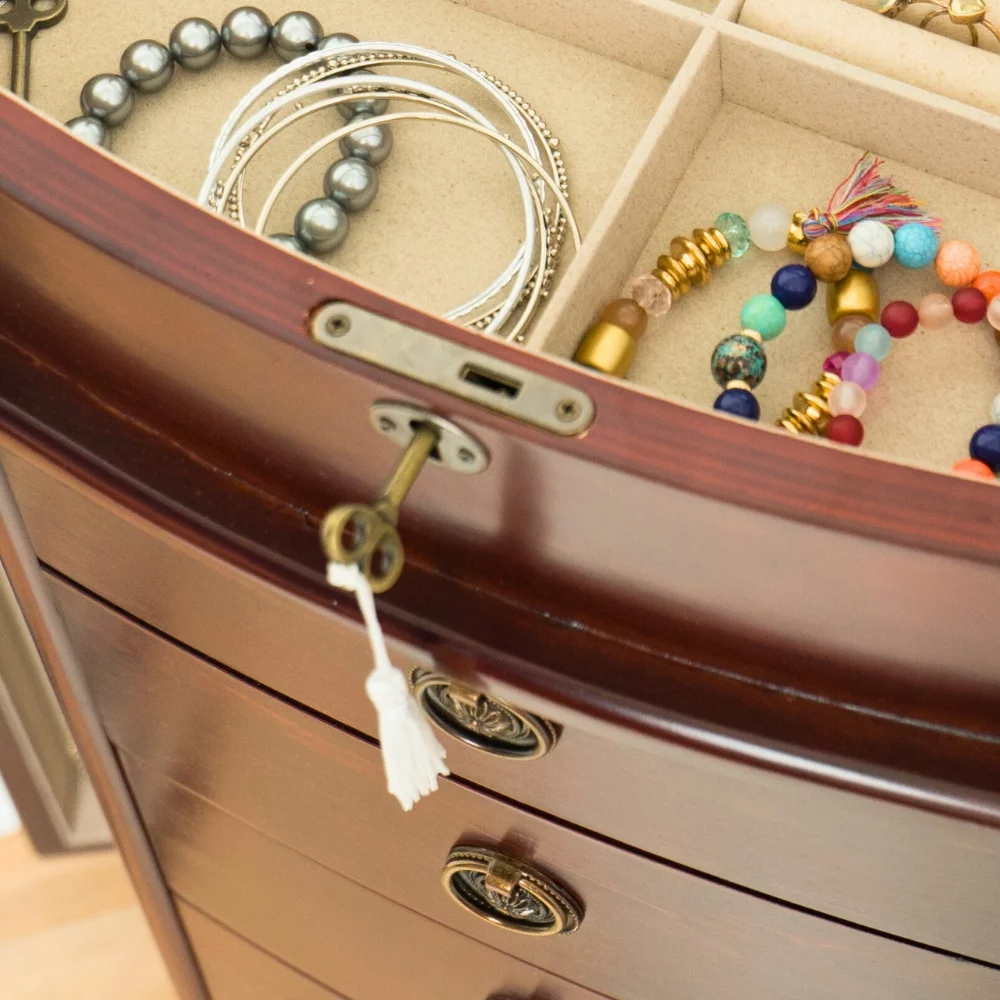 Hives and Honey Nora Freestanding Jewelry Armoire Jewelry Chest - Cherry - Radiant Selections