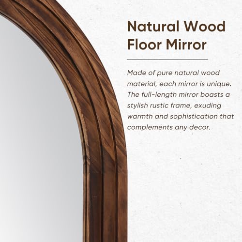 Full Length Mirror, 71"×32" Wooden Mirror Full Length with Stand Wood Floor Mirror, Oversized Stand Up Mirrors Large Wall Mirrors