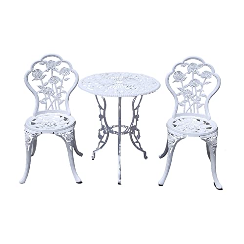KAILI Outdoor Furniture Bistro Set with Rose Pattern 1 Table 2 Chairs for Garden Patio Porch (Rose-Bronzed)