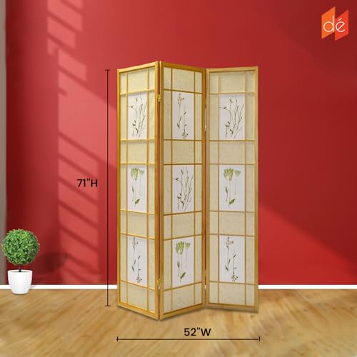 Legacy Decor 3 Panels Room Divider - Portable & Foldable Freestanding Room Privacy Screen - 71” Tall Botanical Floral Dressing Screen