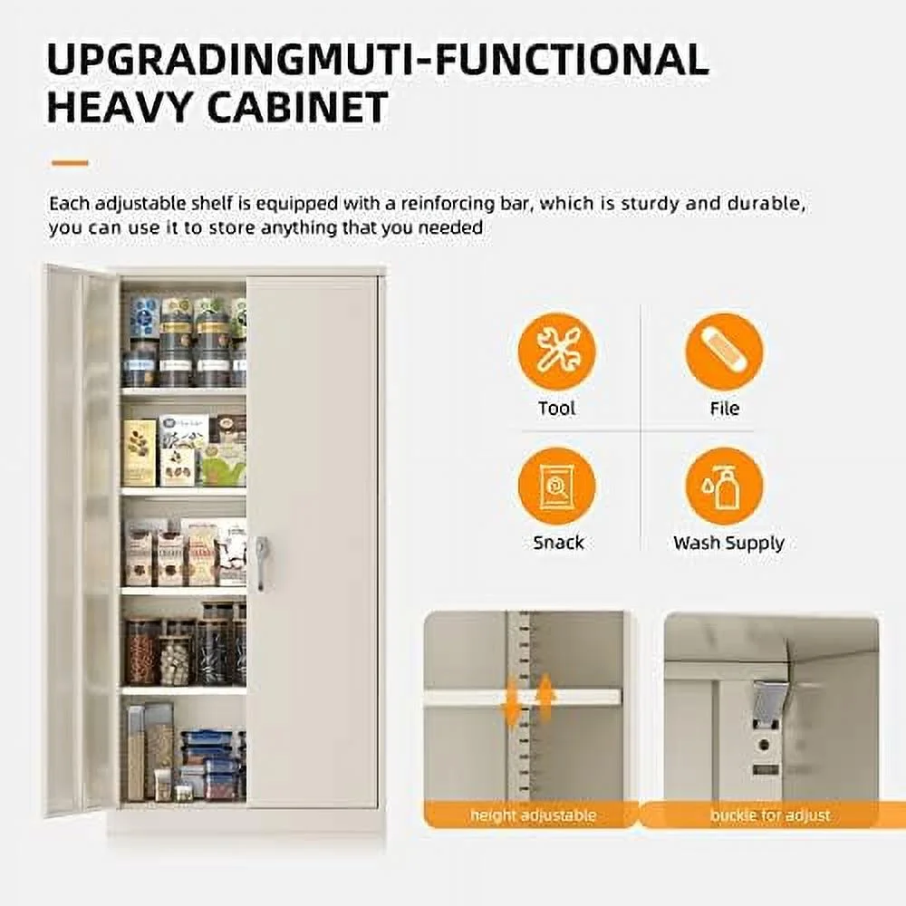 YPZBBOOM Garage  Cabinets with Doors and Shelves  72" Black Steel Tool Locking Cabinet  Metal  Cabinet for Home Office  Warehouse  School