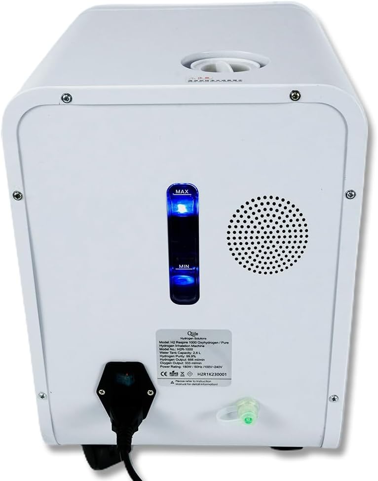 Qlife H2 Respire 1000 Clinical Molecular Pure Hydrogen & OxyHydrogen Browns Gas Inhalation System | Hydrogen Water Generator | German Electrode SPE