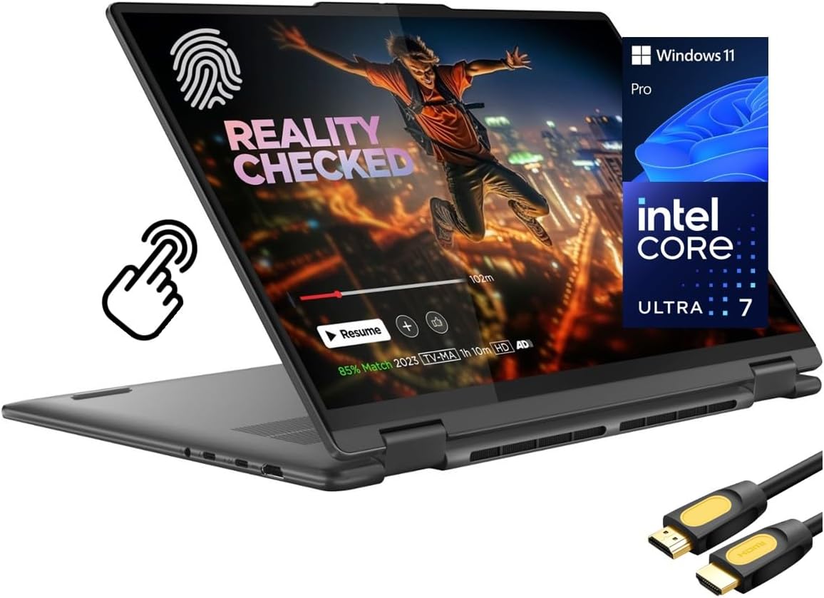 Lenovo Yoga 7i 2-in-1 Laptop, 16" 2K Touchscreen Display, Core Ultra 7 155U (Up to 4.80 GHz), 16GB DDR5, 256GB NVMe SSD, FP Reader, TB 4, Backlit KB