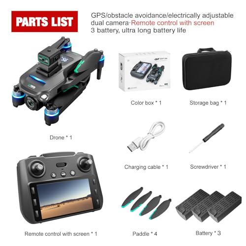 Drone with Camera 4k, GPS HD Drones for Adults, 5G Remote Controller with 5.9 Inch Screen,Obstacle Avoidance Drones, One Key Return