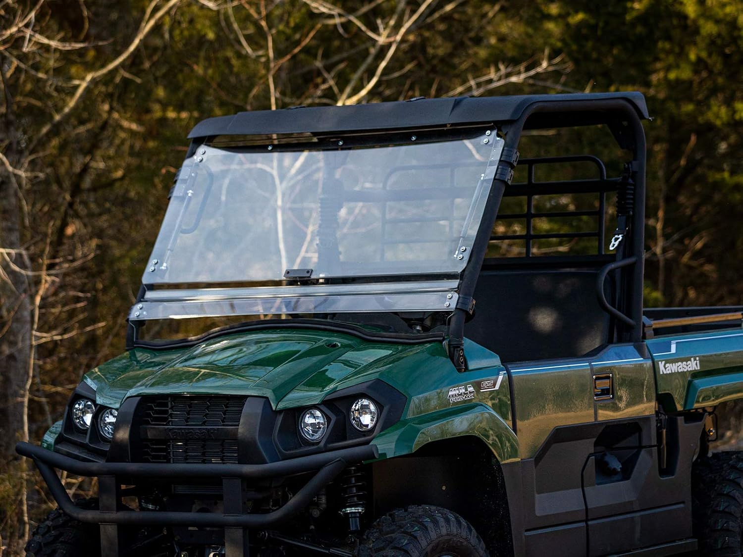 SuperATV Scratch Resistant 3-1 Flip Windshield for 2019+ Kawasaki Mule Pro MX (Only Fits MX-Sub Model) | USA Made | 250 Times Stronger than Glass |