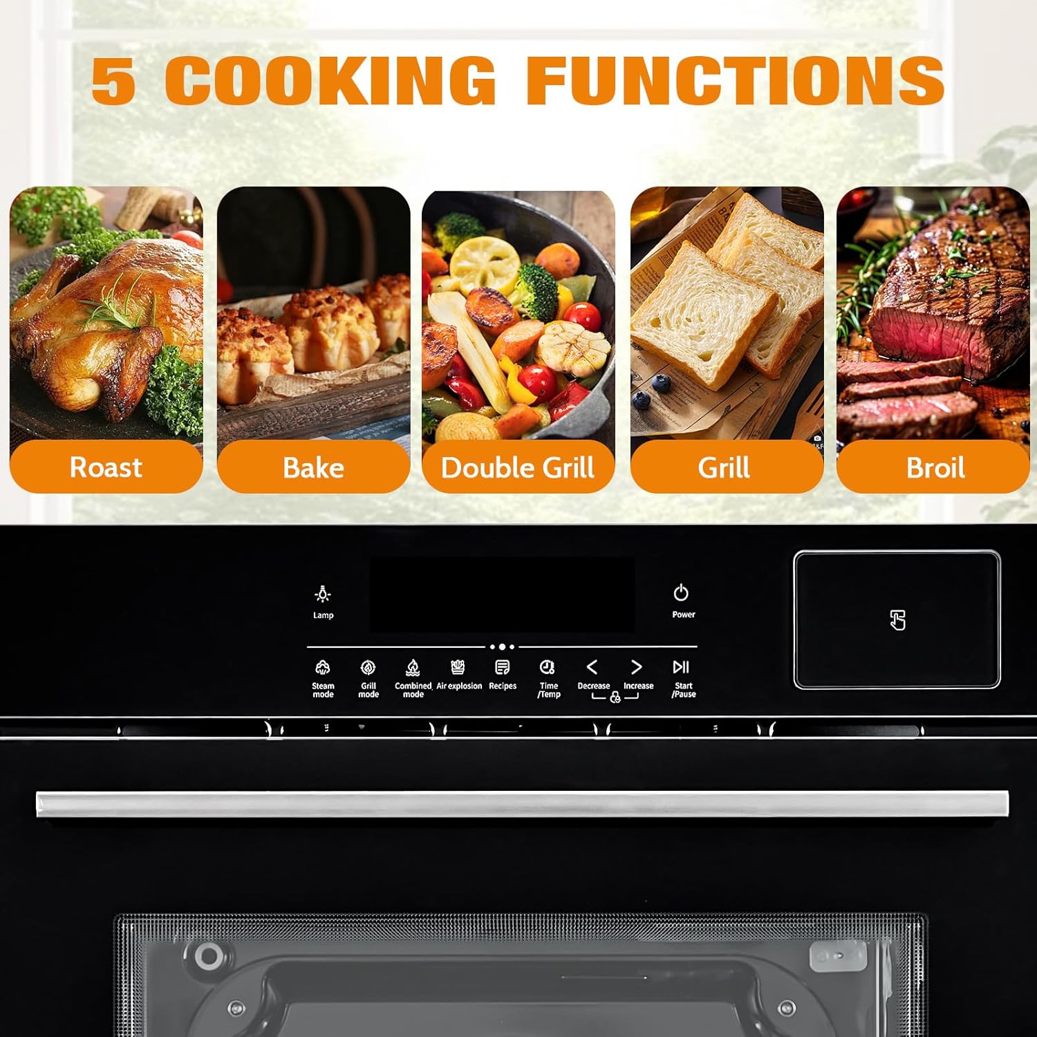 24" Electric Single Wall Oven, 2.5Cu.ft Built-in Electric Convection Oven, 8 Baking Modes, with Air Frying Function, 3000w