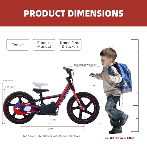 OLALA Electric Dirt Bike for Kids Aged 3-6, 170W Racing Grade Electric Motorcycle, New Aluminum Frame with 2 Power Modes, 24V Detachable Battery