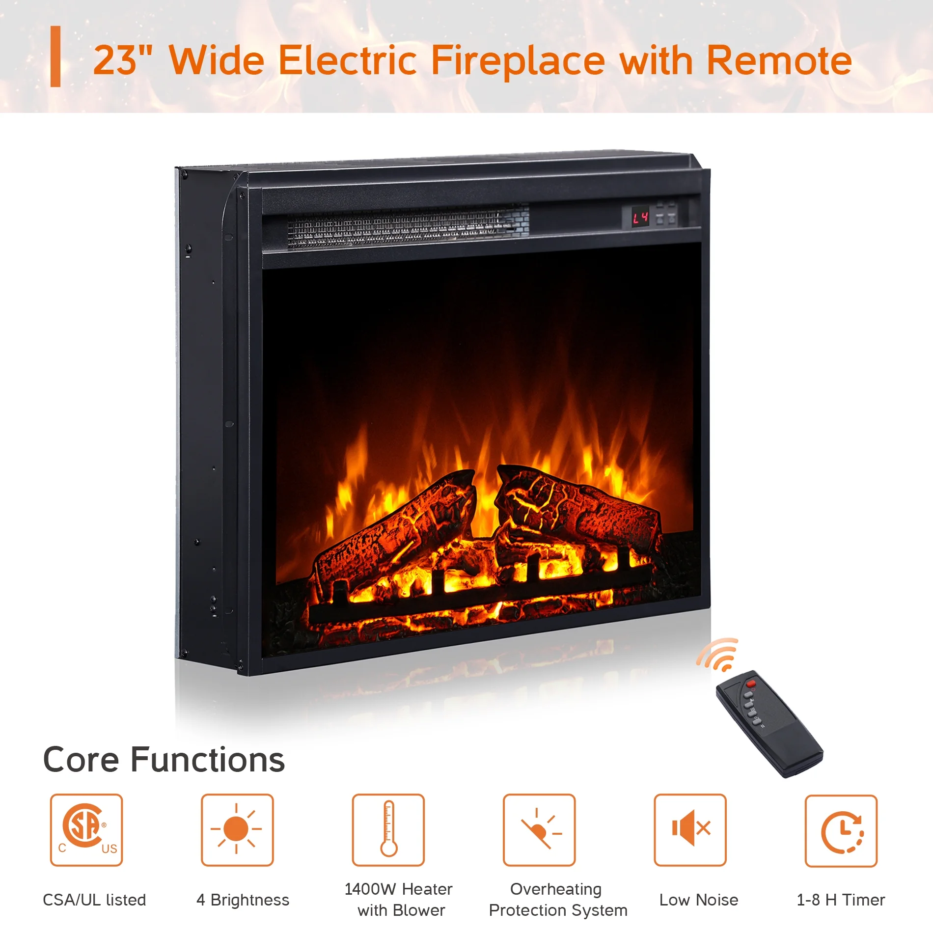 WAMPAT Farmhouse Fireplace TV Stand for 65+ Inch TV, Highboy Entertainment Center with 23" Electric Fireplace & Mesh Barn Doors