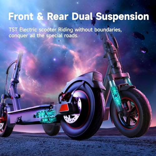 TST Electric Scooter for Adults, 19/20 Mph Top Speed, 20/30 Miles Range, Off Road Electric Scooter with Dual Suspension