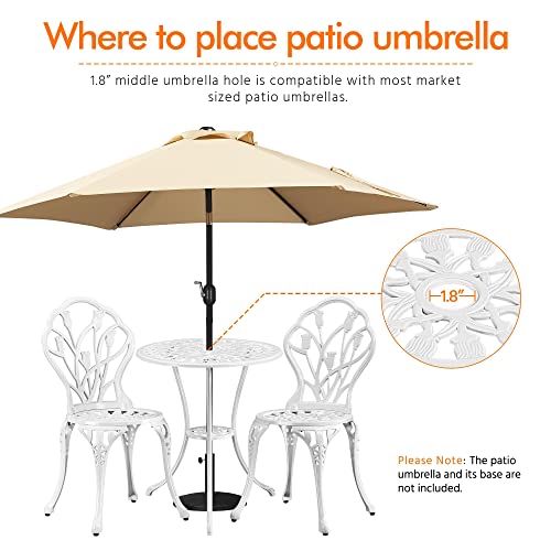 Yaheetech Patio Bistro Sets 3 Piece Cast Aluminum Bistro Table and Chairs Set