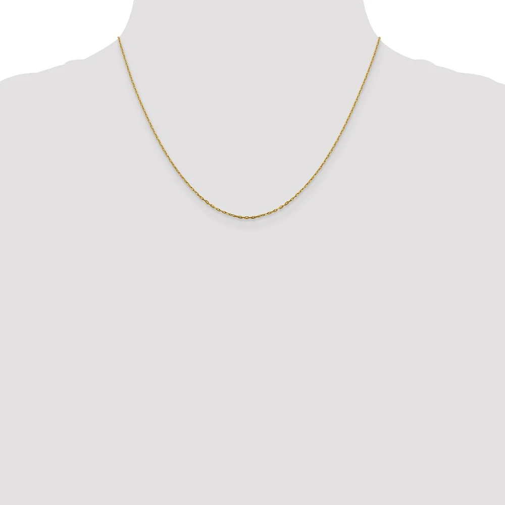 Leslie's Real 14kt Yellow Gold 1mm Diamond Cut Open Long Link Cable Chain; 18 inch; for Adults and Teens; for Women and Men