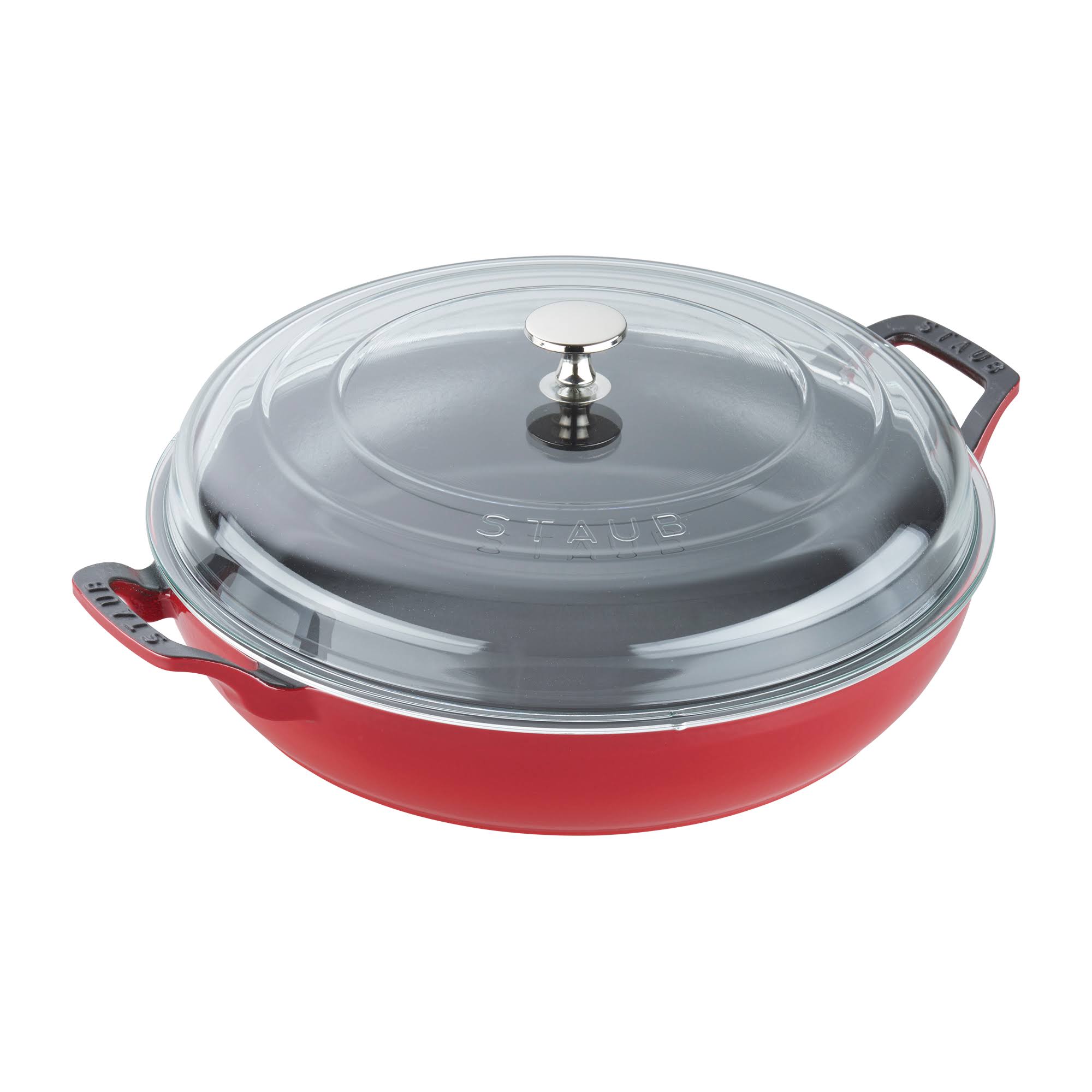 Staub Cast Iron 3.5-Quart Braiser with Glass Lid - Cherry
