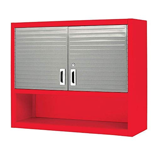 Seville Classics UltraHD Solid Steel Rolling Lockable Metal Storage Wall Cabinet Locker Organizer w/Adjustable Shelves for Garage, Warehouse, Office