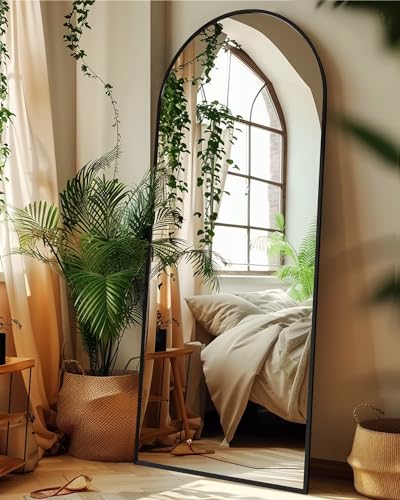 Full Length Mirror, 76"x34" Arched Floor Mirror Freestanding, Floor Standing Full Body Mirror with Stand for Bedroom