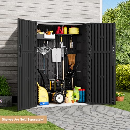 KINYING Outdoor Vertical Storage Shed,57 Cu.ft Outdoor Storage Cabinet Waterproof,Resin Sheds & Outdoor Storage Clearance for Garden,Patio,Backyard