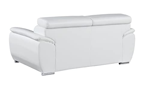 4571 Veal Collection Leather Upholstered Modern Living Room Chair, Loveseat, Sofa, White