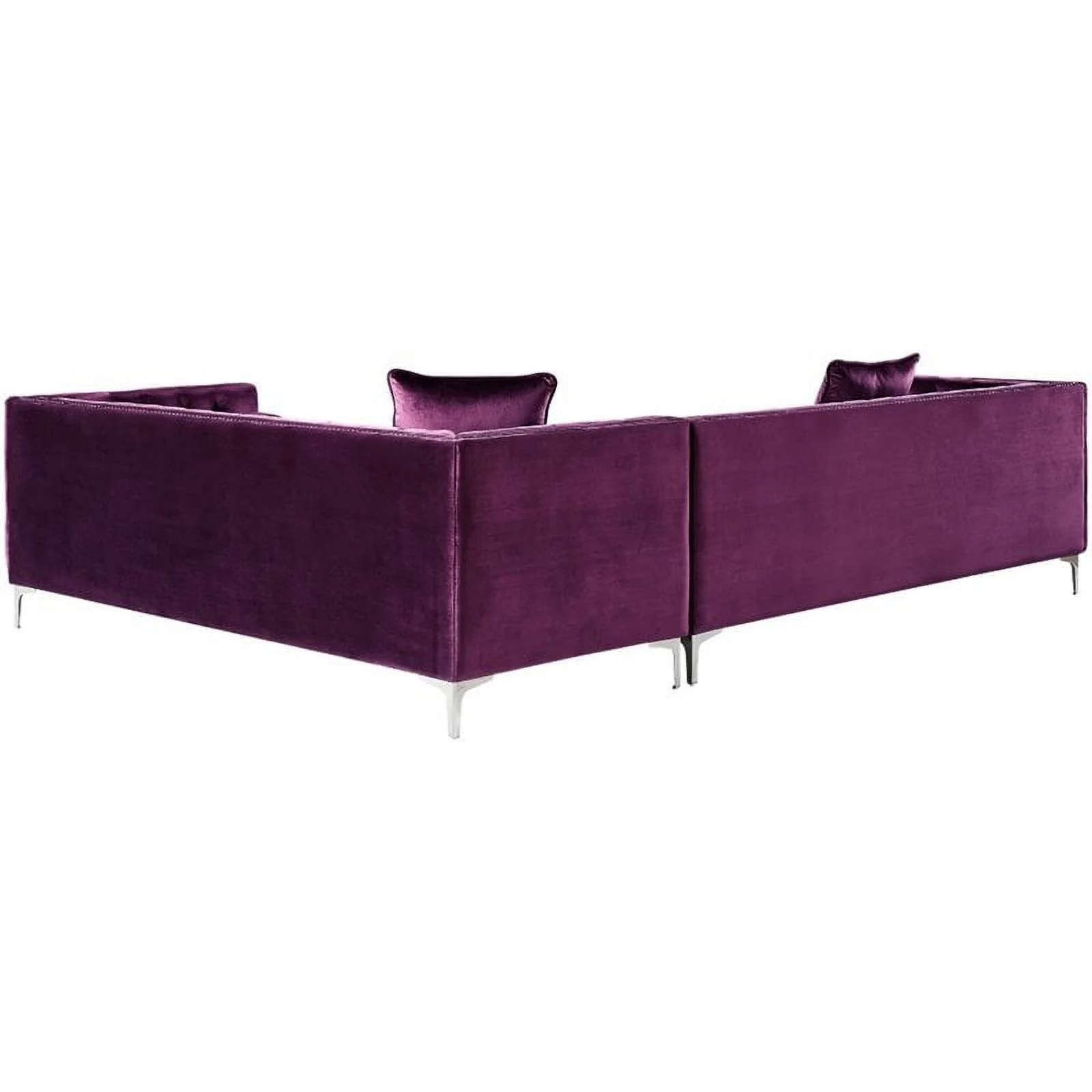 Maklaine 120" Velvet Right Facing Corner Sectional Sofa in Purple