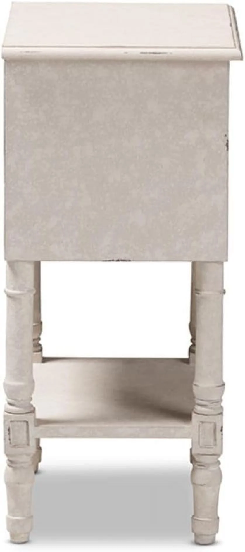 Lenore Country Cottage Farmhouse Whitewashed 2-Drawer Nightstand