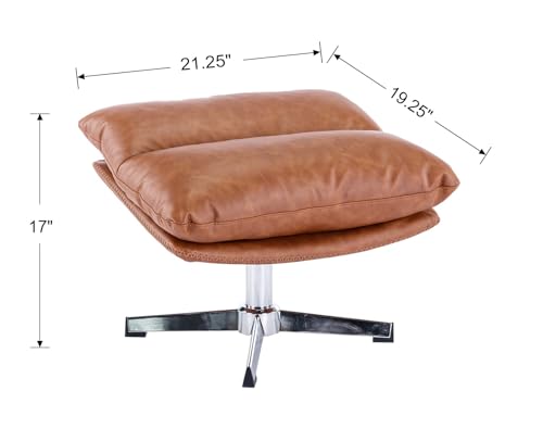 Modern Swivel Accent Chair with Ottoman Set, PU Leather Oversized Armless Reading Chair with Footrest