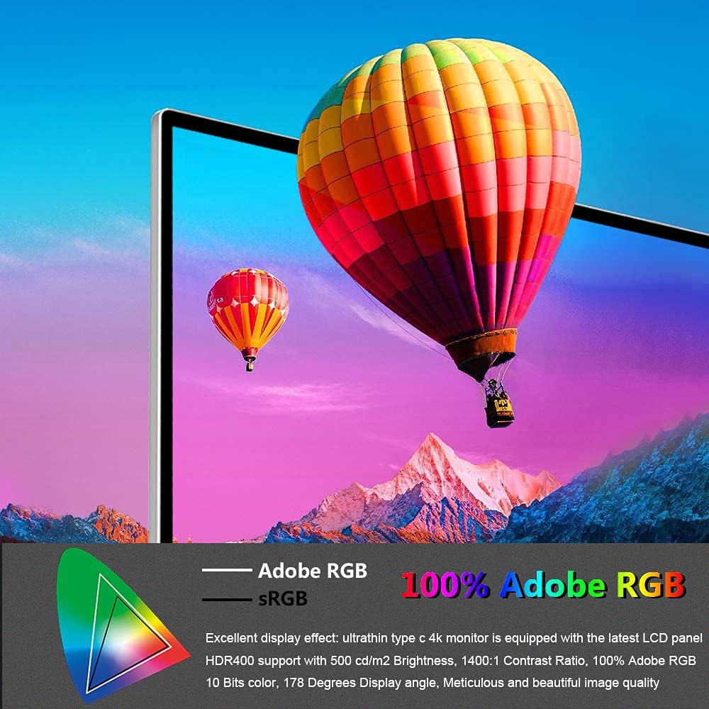 Portable Monitor Portable Touch Monitor Corkea 14 Inch 3840x2160 Laptop Monitor, USB-C/HDMI/Mini DP Display, with Rear Folding Kickstand Speakers