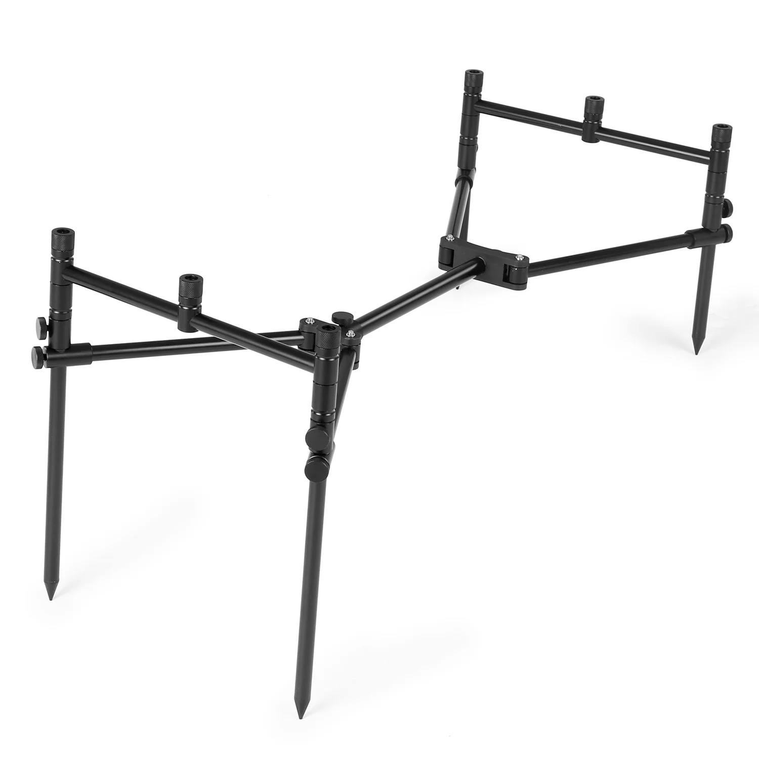 Andoer Detachable Fishing Rod Stand Buzz Bar Pole Rest Head Folding Retractable Fishing Rod Holder with Carry Bag