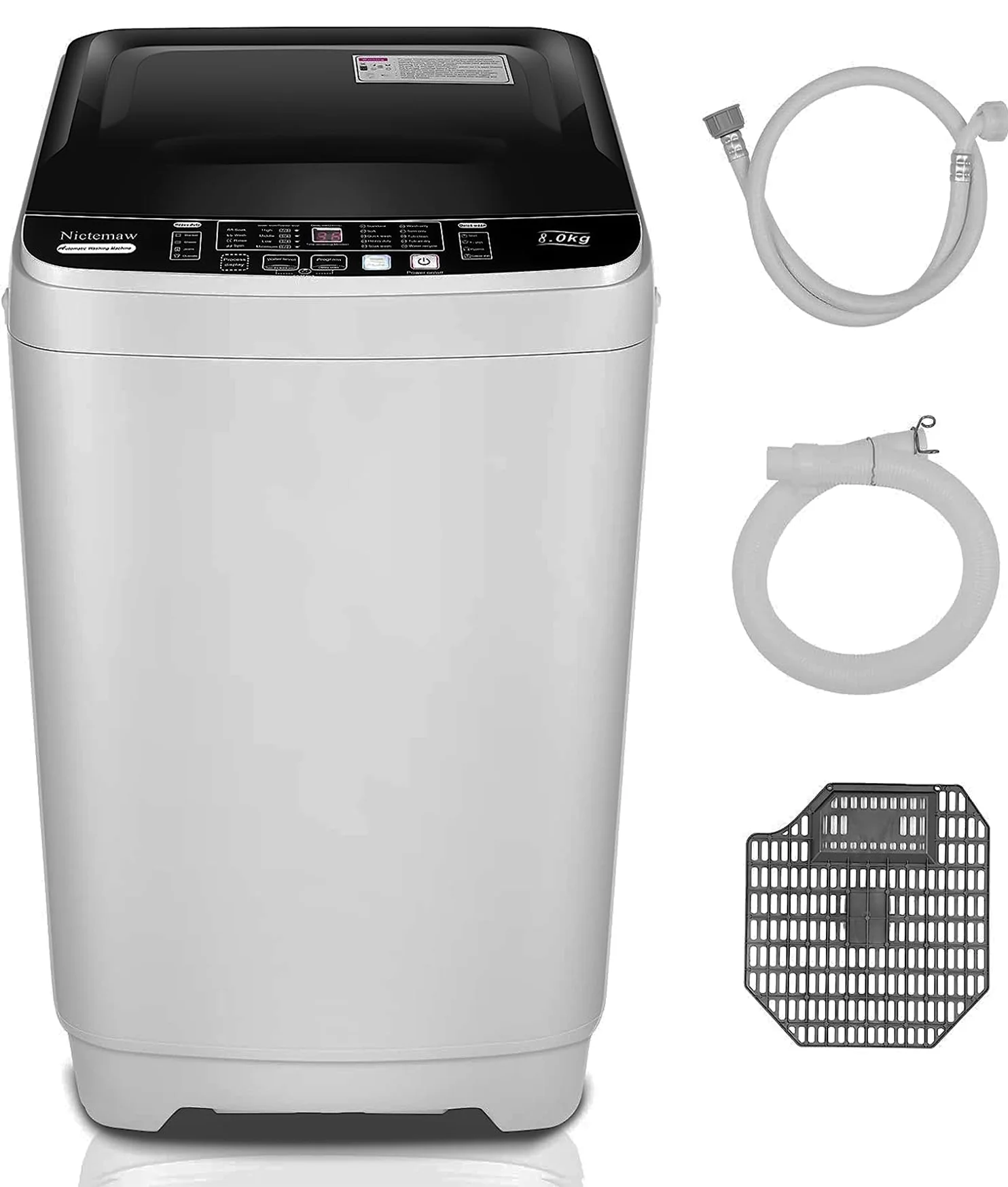 Qhomic Compact Washing Machine, 17.6lbs Capacity, 1.9 Cu.ft Portable Washer with LED Display and Faucet Adapter