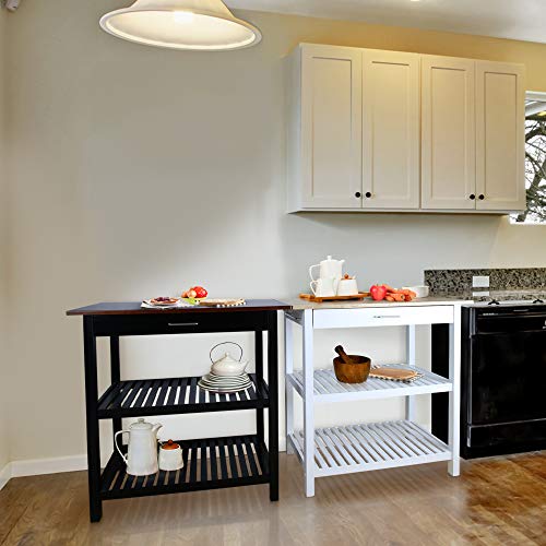 Casual Home Kitchen Island with Solid American Hardwood Top, Natural/White, 40" W (373-91)