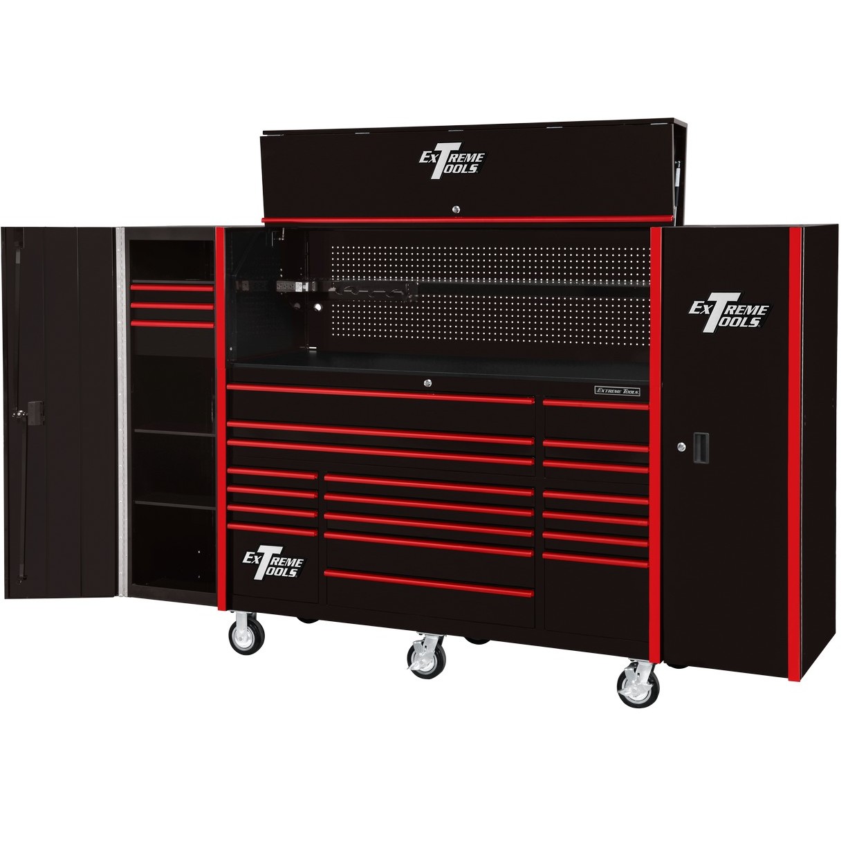 Extreme Tools 72 x 25 19 Drawers Roller, Hutch & 2 Side Lockers Combo