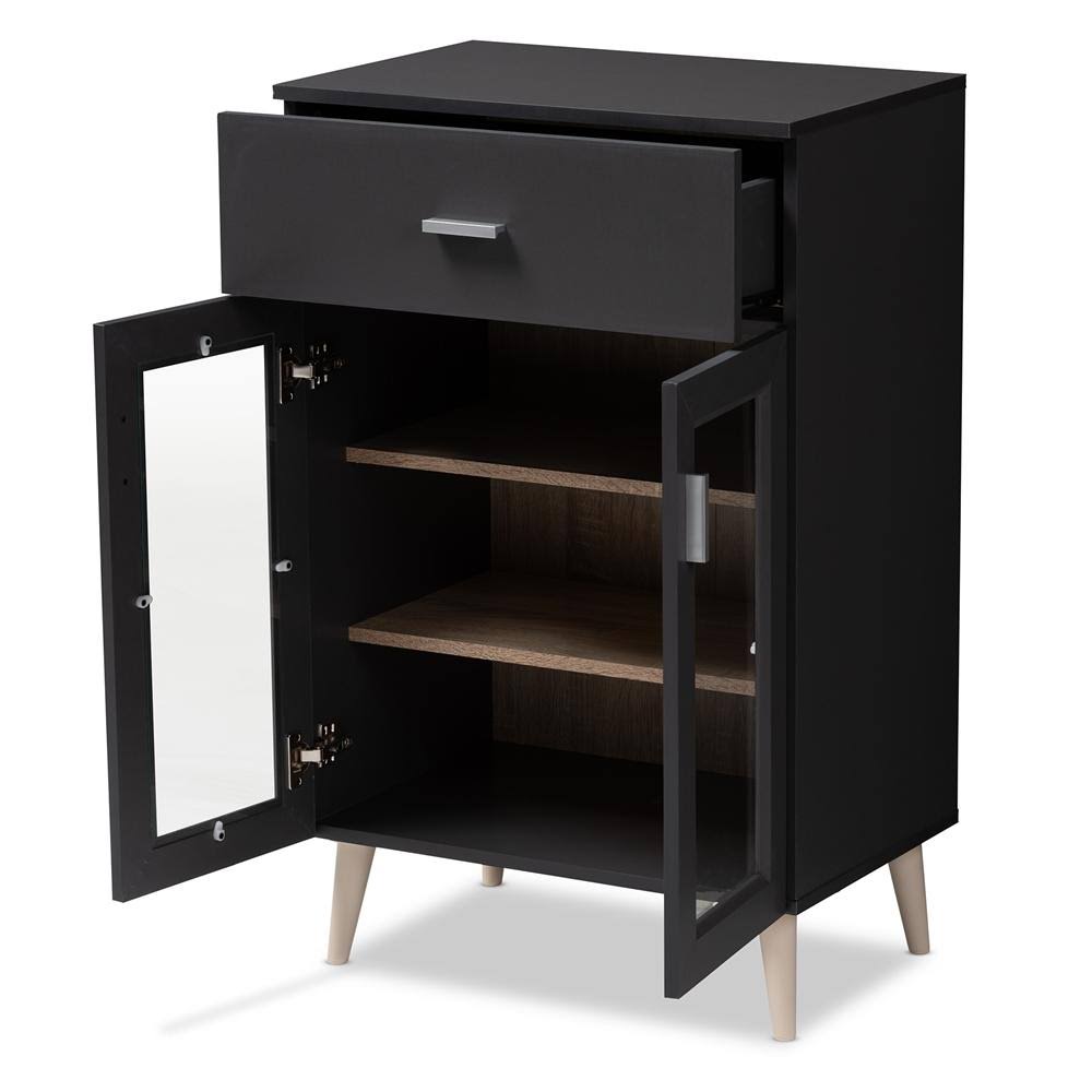 Baxton Furniture Jonas Modern Kitchen Cabinet Dark Grey/Oak