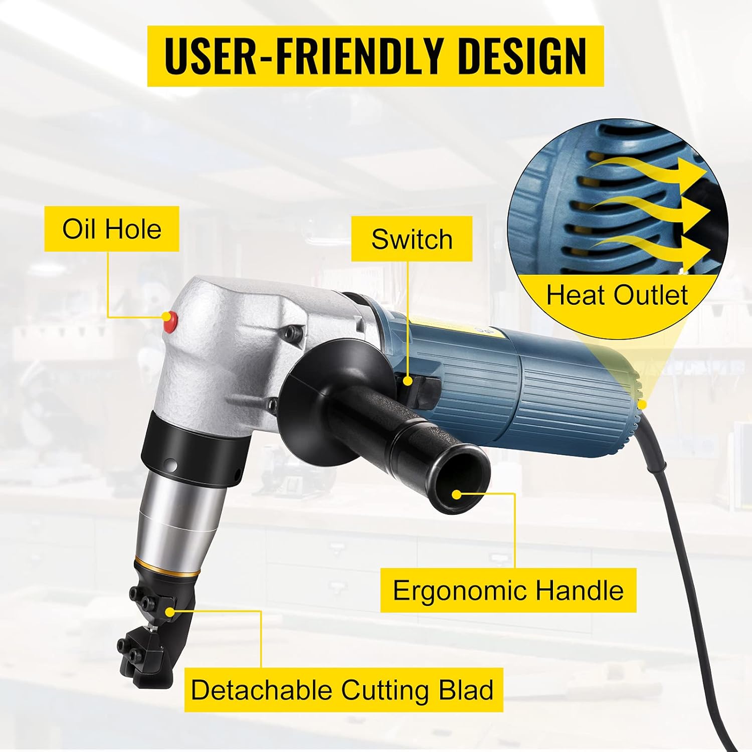 VEVOR Electric Metal Nibbler 625W Nibbler Metal Cutter 1000RPM High Speed Rotor 0.16in/4mm Metal Nibbler 110V w Replaced Blades Storage Case Sheet