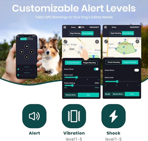 2-in-1 Bluetooth GPS Electronic Fence, Wireless Training Collar- No Subscription Required, Create Your Own Wireless Fence for Dogs