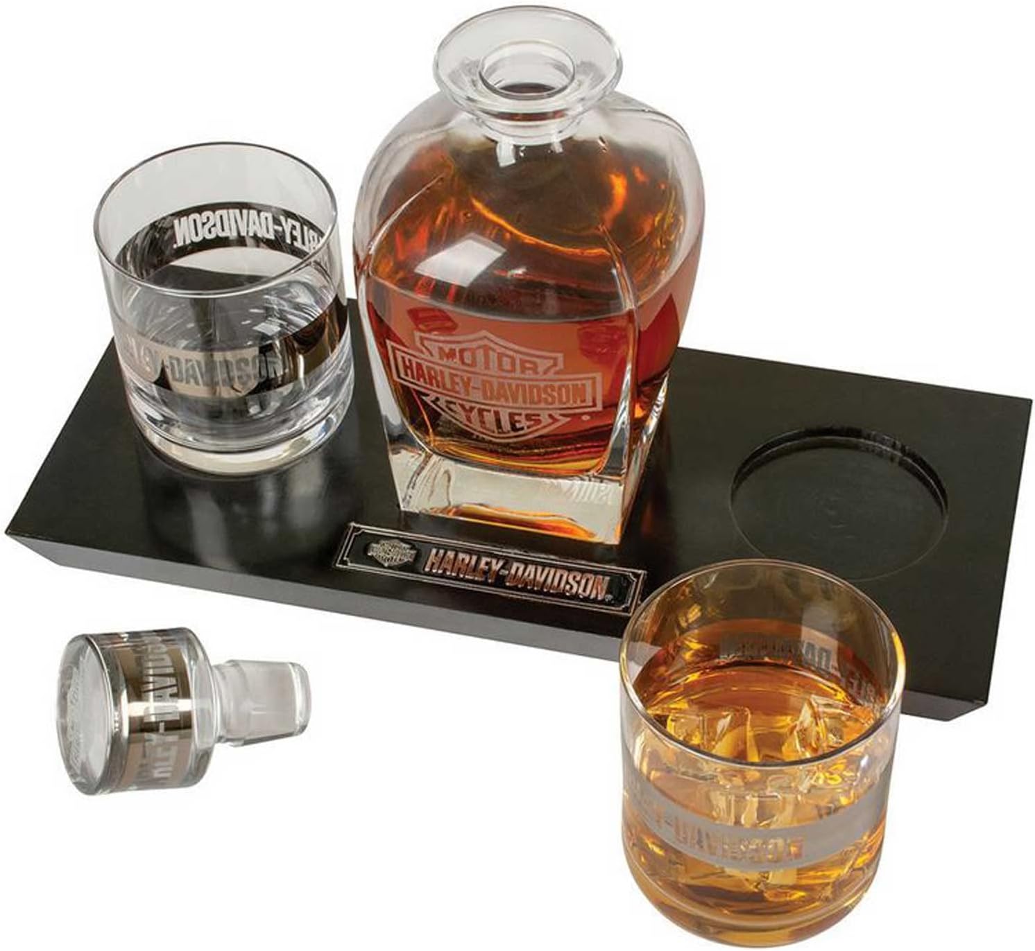 Harley-Davidson Bar & Shield Logo Glass Decanter & Whiskey Glasses Set - 23 oz.