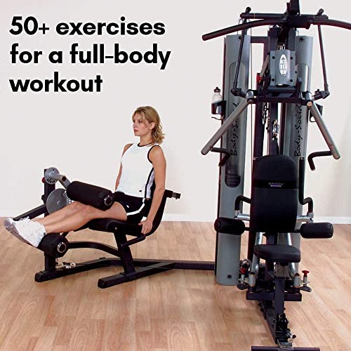 Body-Solid Multi-Station 210lbs Weights Stack Bi-Angular Gym Machine with Leg and Calf Press Attachment, Leg Strength Training Equipment