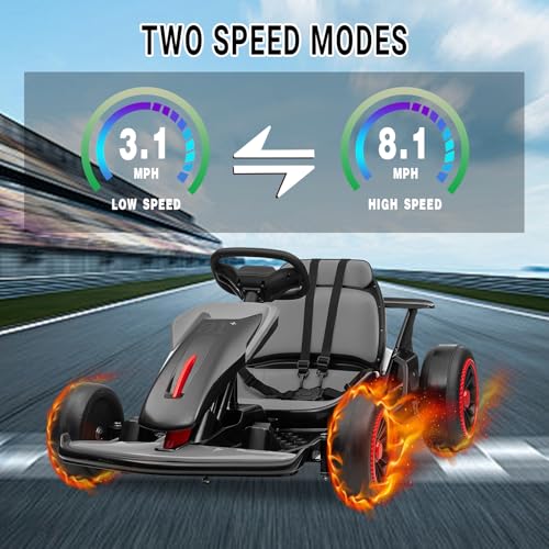 Kids Go Kart, Ride On Drift Kart with Dual 200W Motors, 24V Battery Powered Electric Drift Car, Outdoor 2-Speed Ride On Racing Toy for Boys Girls 6+