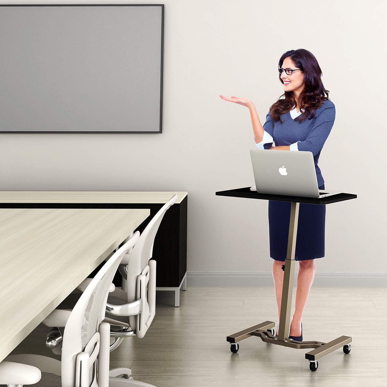 Height Adjustable Mobile Laptop Stand Desk Rolling Cart, Height Adjustable from 28'' to 33'' Pack of 2