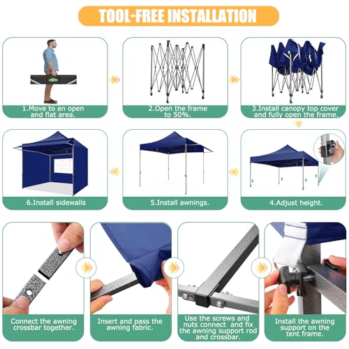 COBIZI 10x10 Pop Up Canopy Tent with Awning