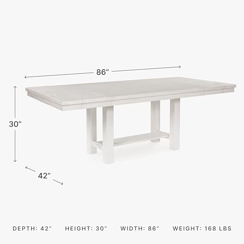 Signature Design by Ashley Robbinsdale Casual Removable Center Leaf Dining Extension Table with Trestle Base, White