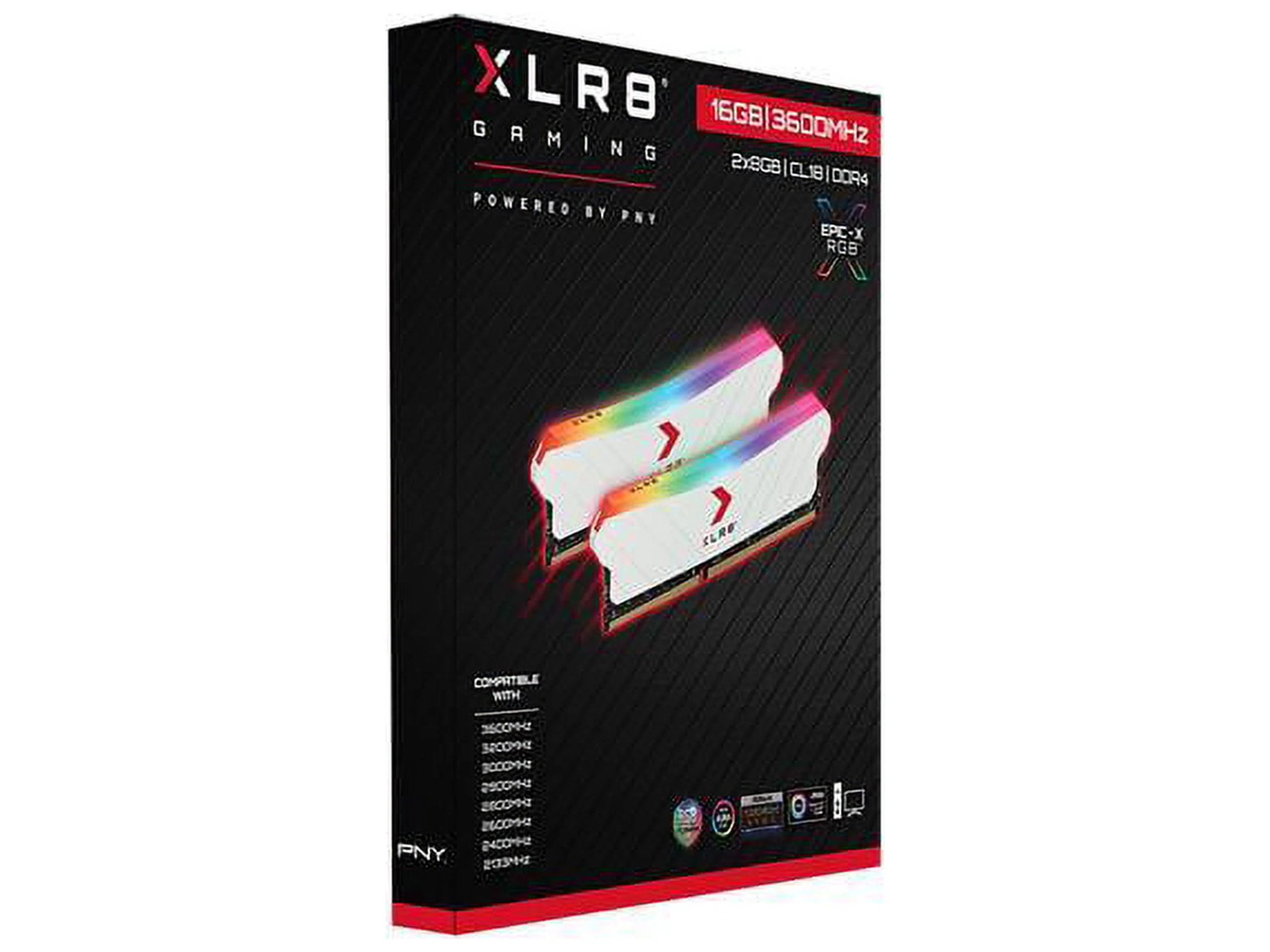 PNY XLR8 Gaming EPIC-X RGB 16GB (2 x 8GB) 288-Pin PC RAM DDR4 3600 (PC4 28800) Desktop Memory Model MD16GK2D4360018XWRGB