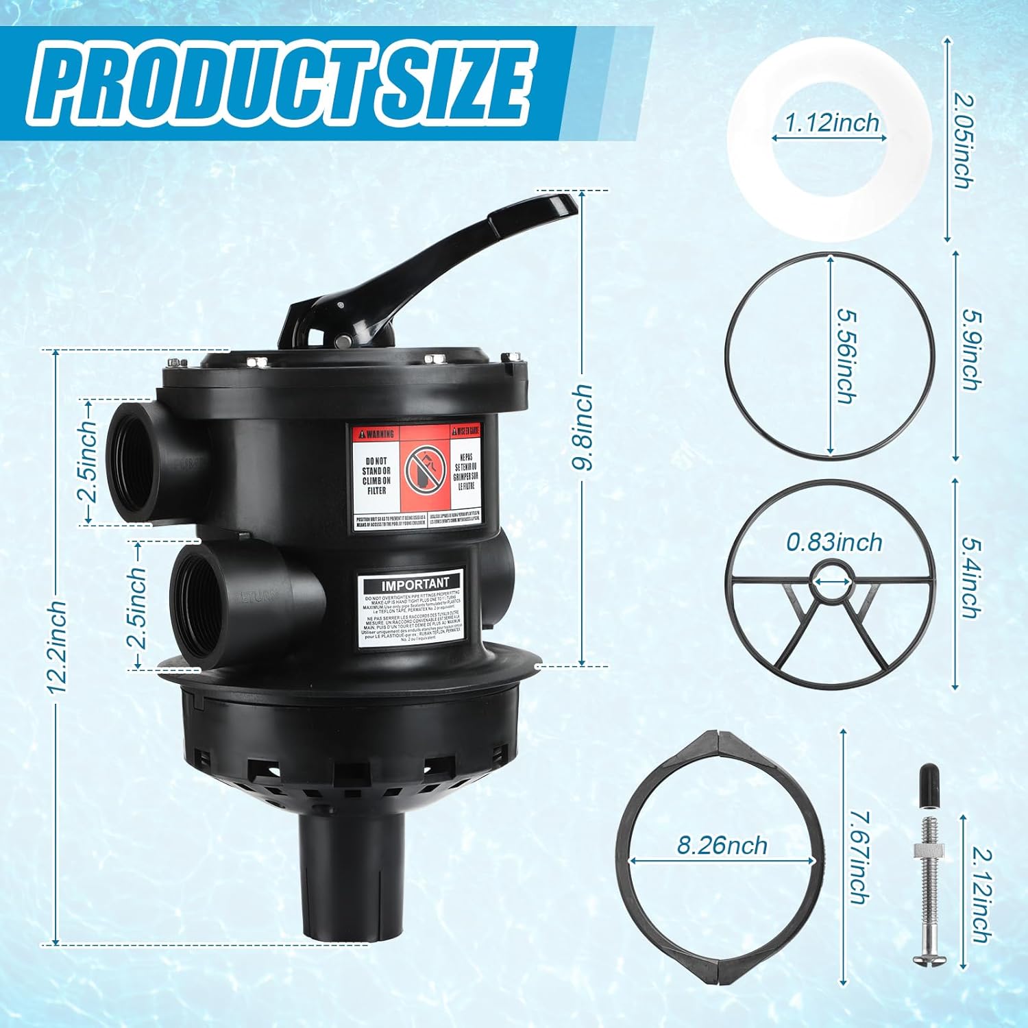 5 Pcs Compatible with Hayward Replacement Top Mount Multiport Valve Set SP0714T Top Mount Multiport Valve GMX600NM Flange Valve Clamp SP0714T Spider