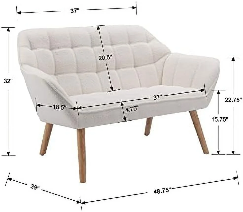 YZboomLife Sherpa Accent Chair with Ottoman  Modern Lounge Chair with Footrest Upholstered Sofa Armchair with Wood Legs Comfy Reading Chair for Small