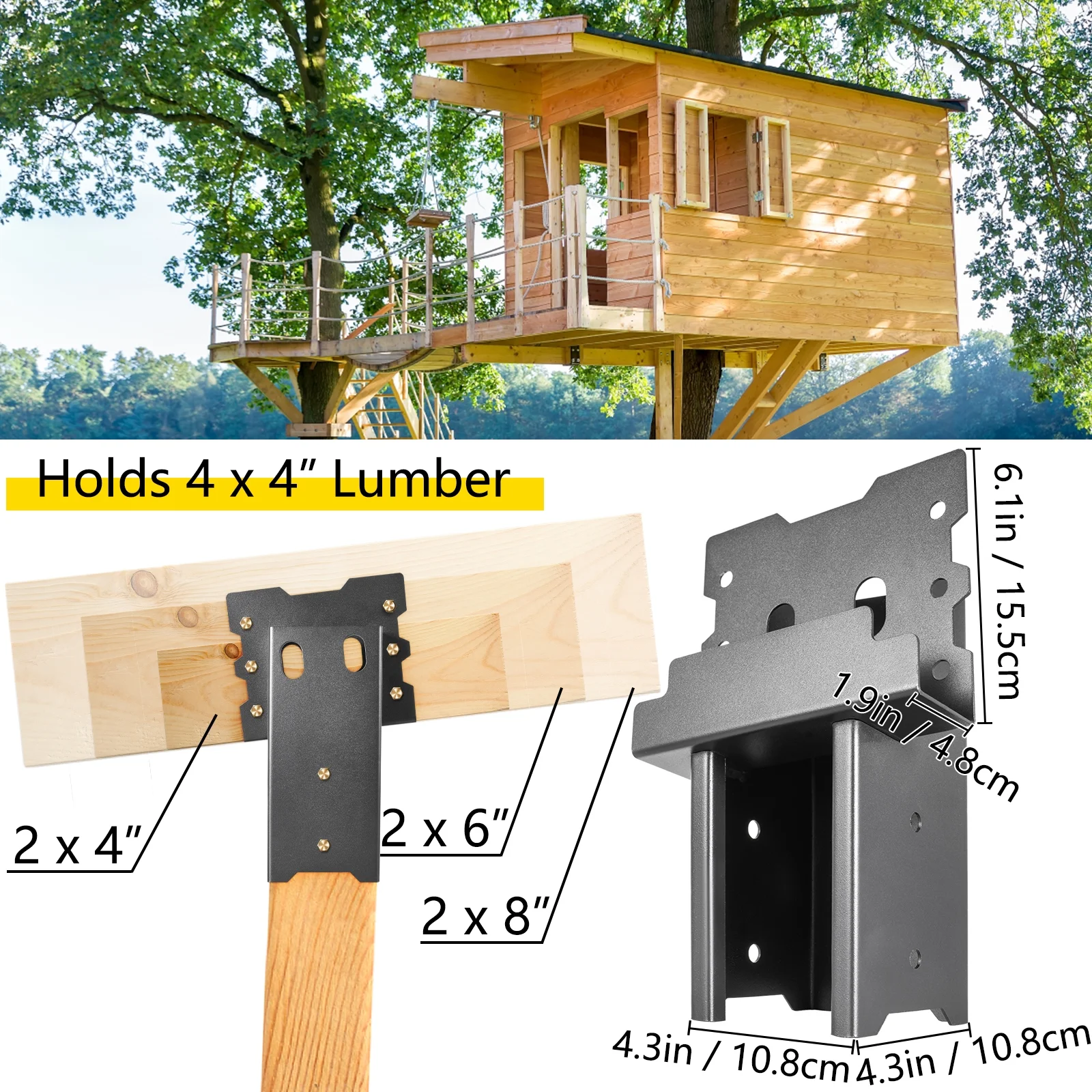 BENTISM Deer Blind Brackets 4 x 4 Deer Stand Brackets Powder Coated Steel Tree House Brackets Heavy Duty Deer Stands 4 pcs Elevated Deer Blinds for