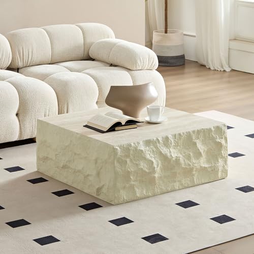 JUSTONE 15.75 ''Round Coffee Table, Accent End Table for Living Room Office Apartment, Modern Minimalist Side Table with Faux Marble Pattern