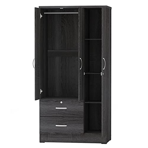 Better Home Products Symphony Wardrobe Armoire Closet with Two Drawers in Maple