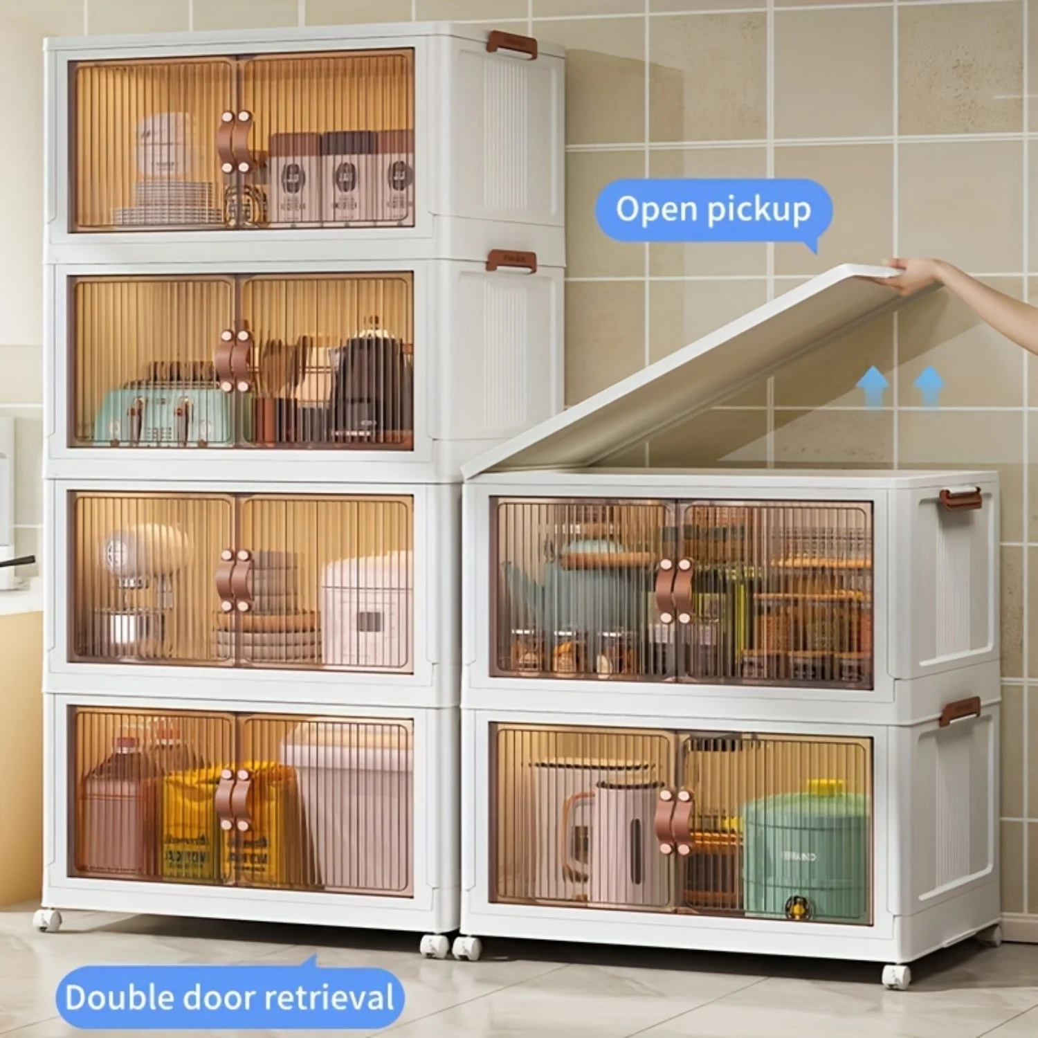 5-layer folding storage box, magnetic cabinet door, plastic drawer storage rack suitable for bedrooms, study rooms, toy rooms, offices