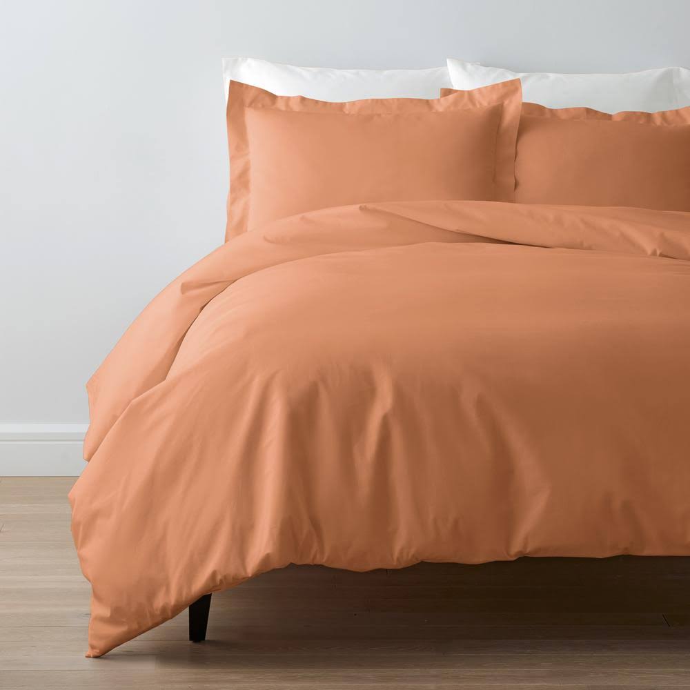 The Company Store Company Cotton Terracotta Solid 300-Thread Count Cotton Percale Twin Duvet Cover