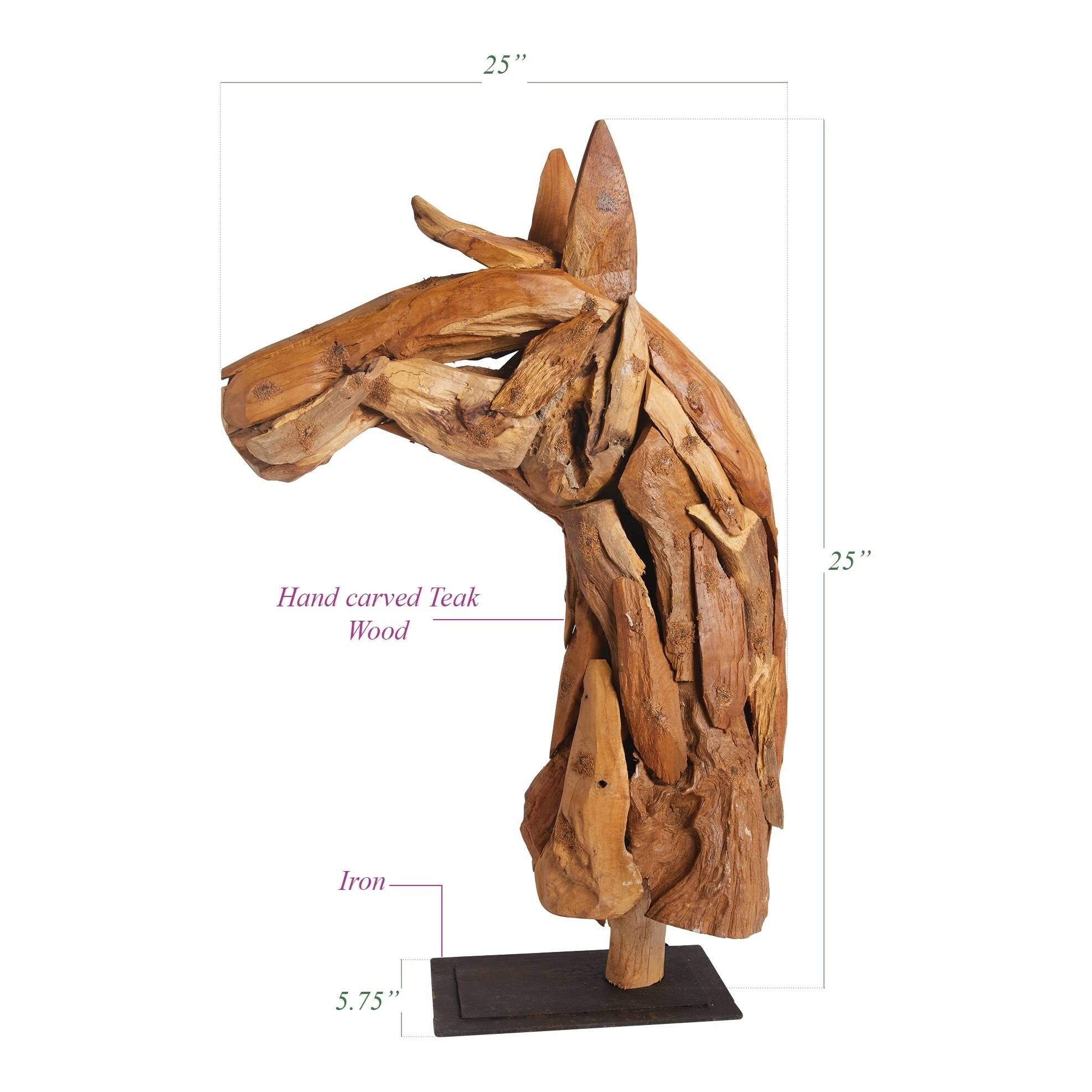 Hip Vintage Driftwood Horse Head on Stand